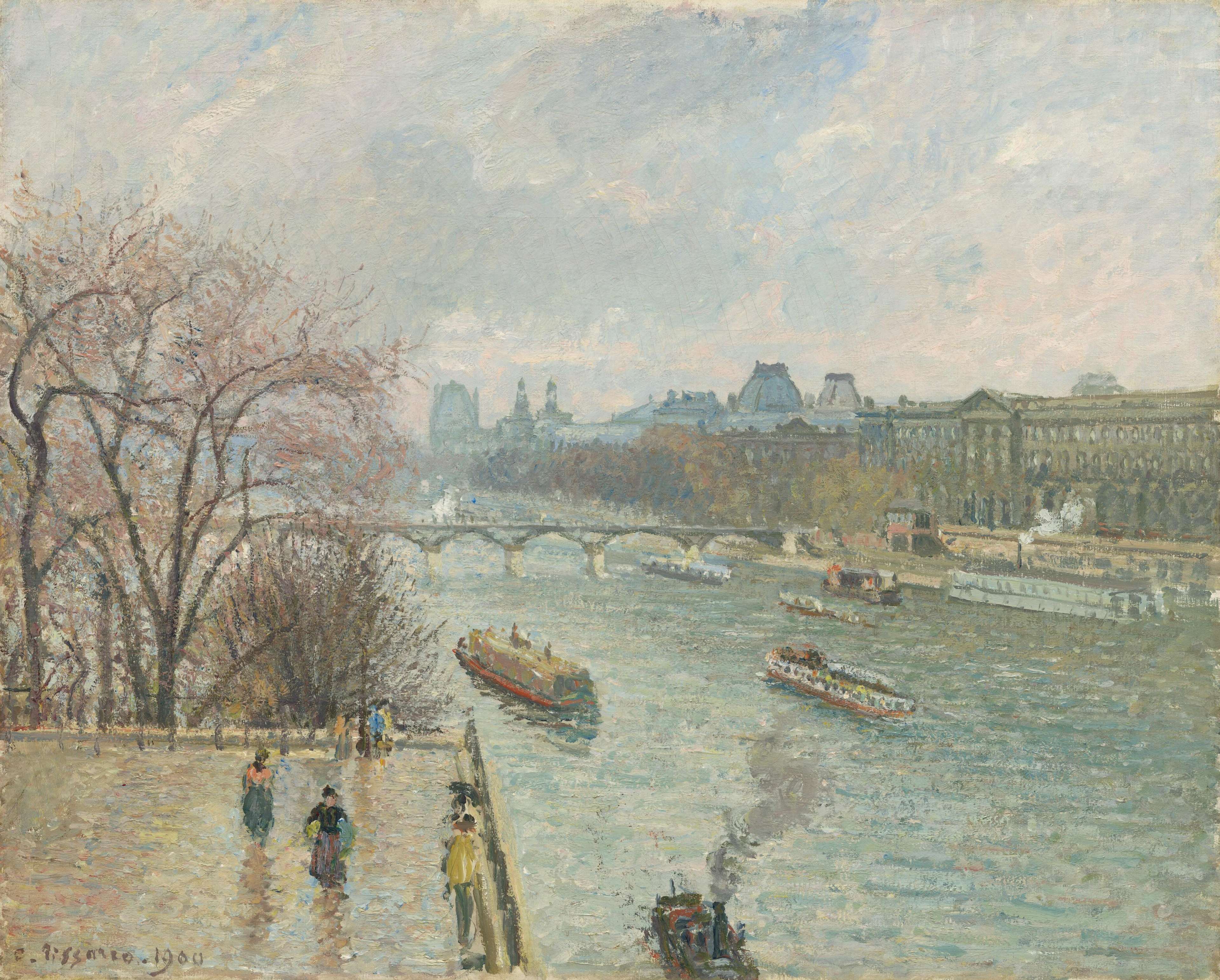 The Louvre, Afternoon, Rainy Weather, Camille Pissarro
