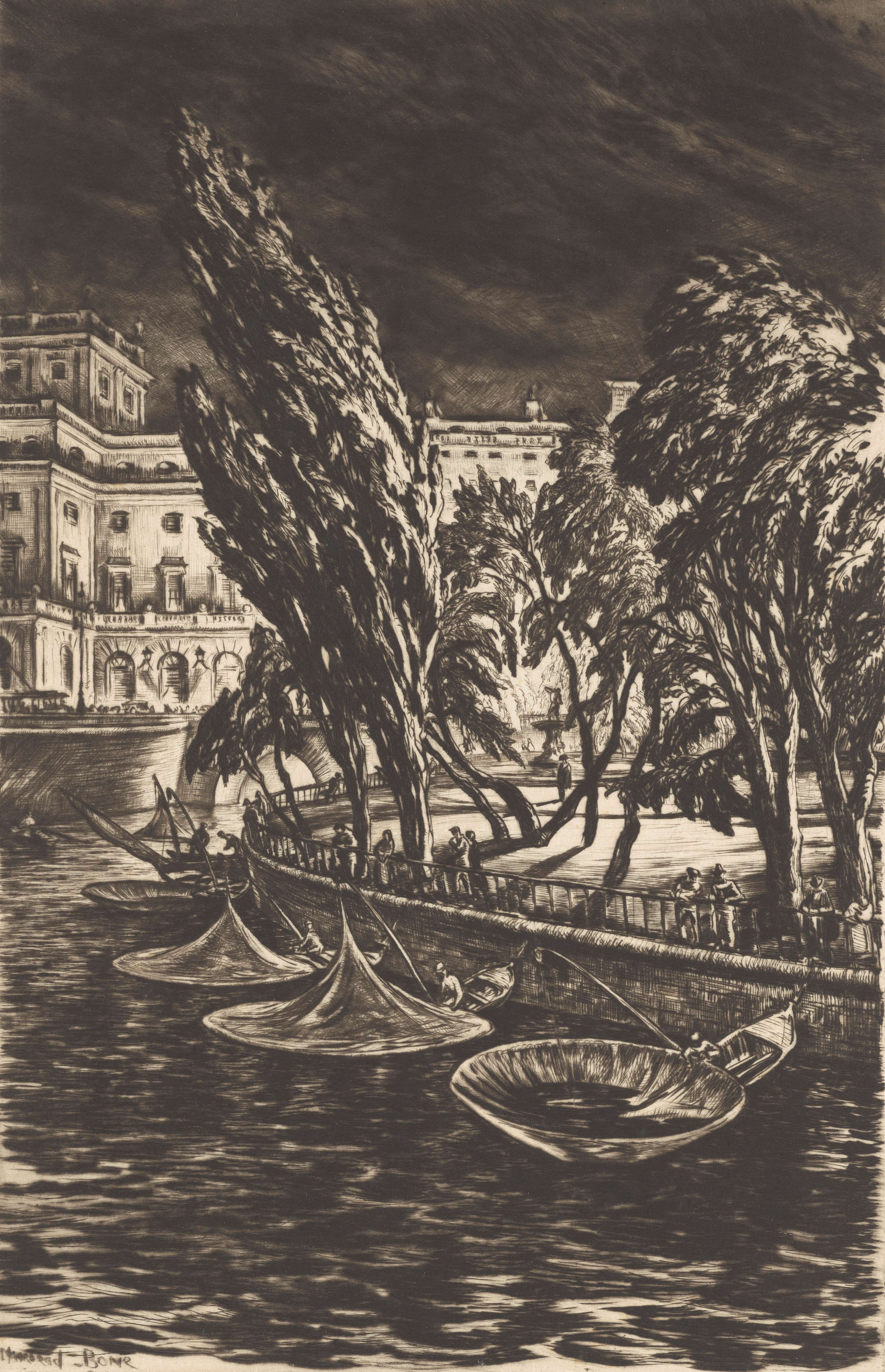 Windy night, Stockholm, Sir Muirhead Bone